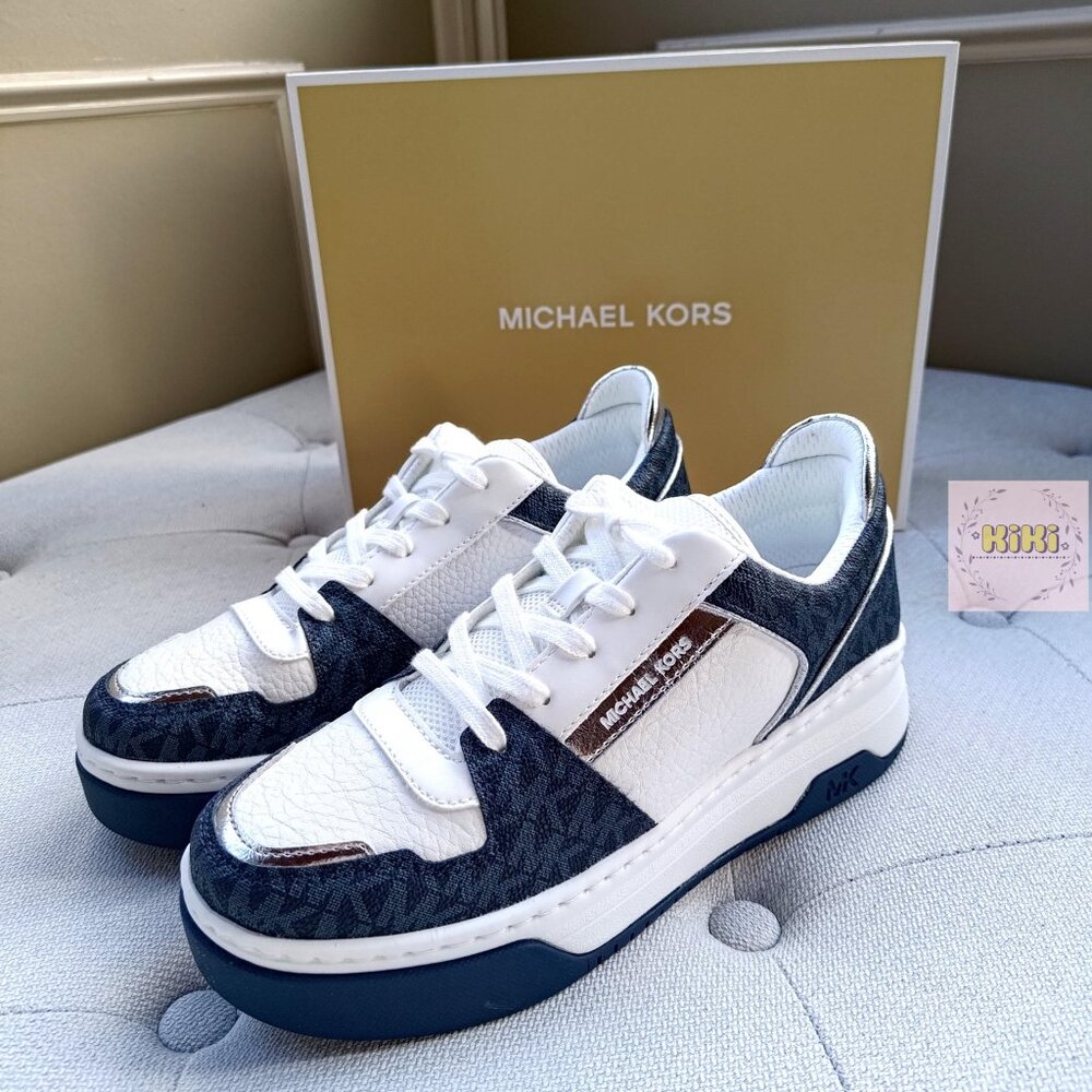 Michael Kors Lexi Mixed-Media Sneaker color admiral 49T5LXFS1L - Picture 10 of 13